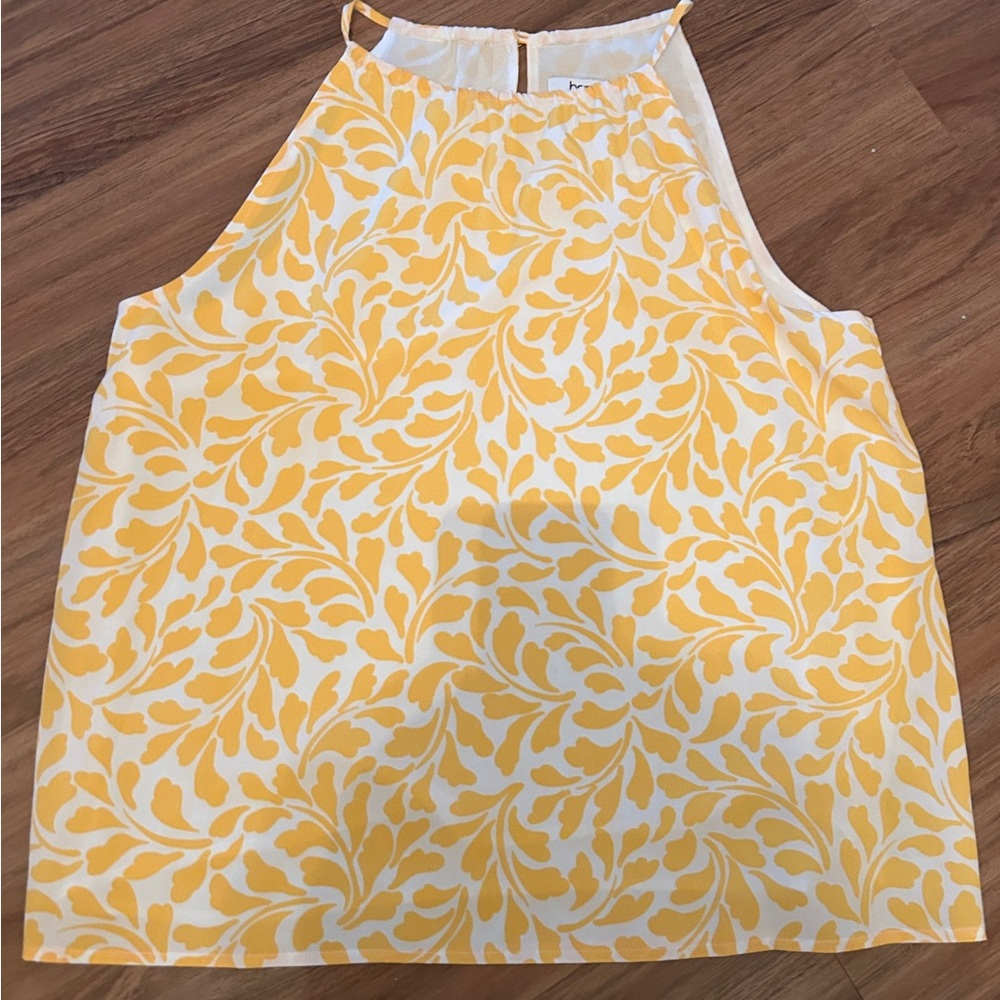 Bar III Yellow Patterned Halter Blouse